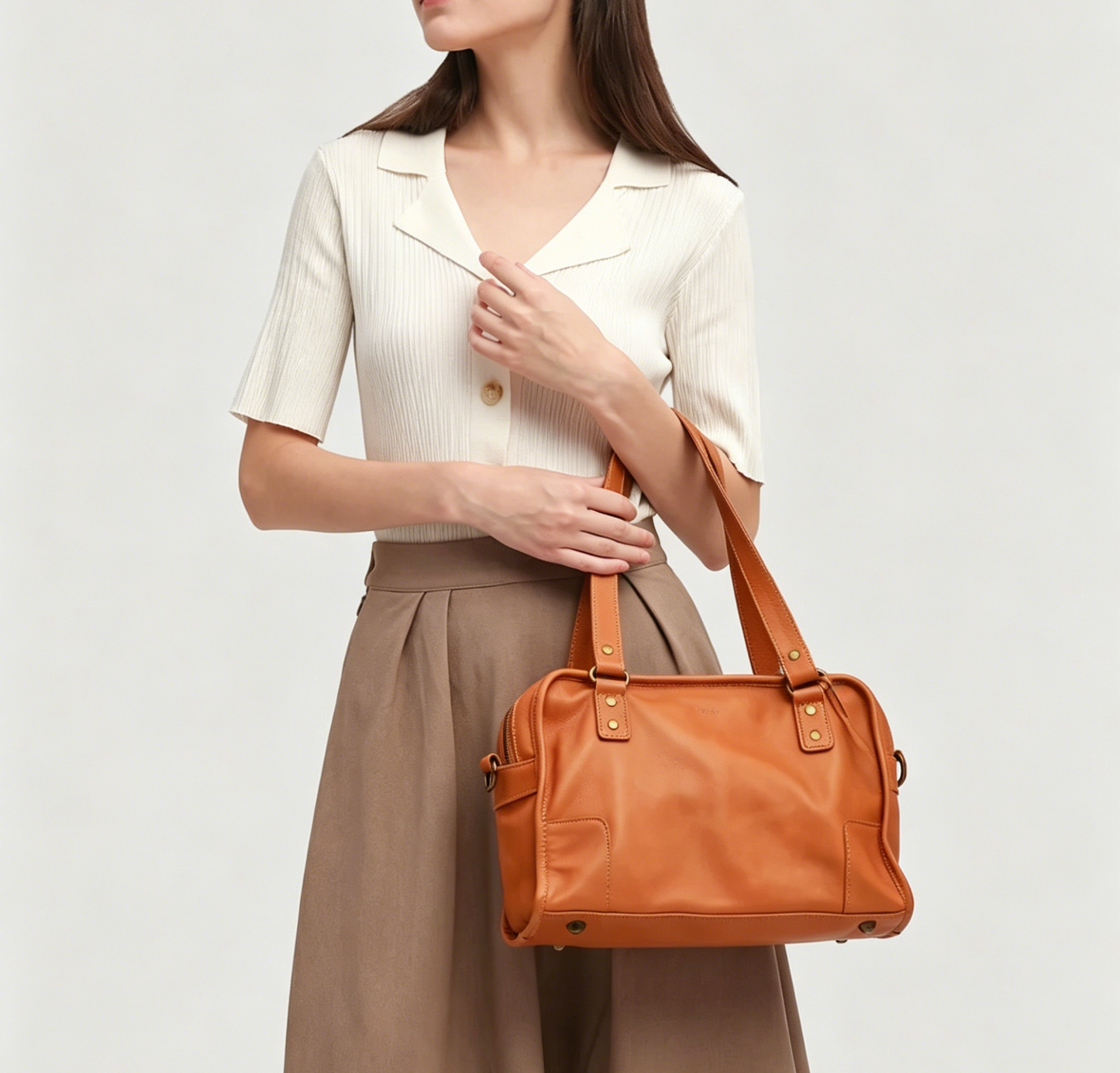 Multi-compartment Dual Carry Rectangular Daily Shoulder Bag