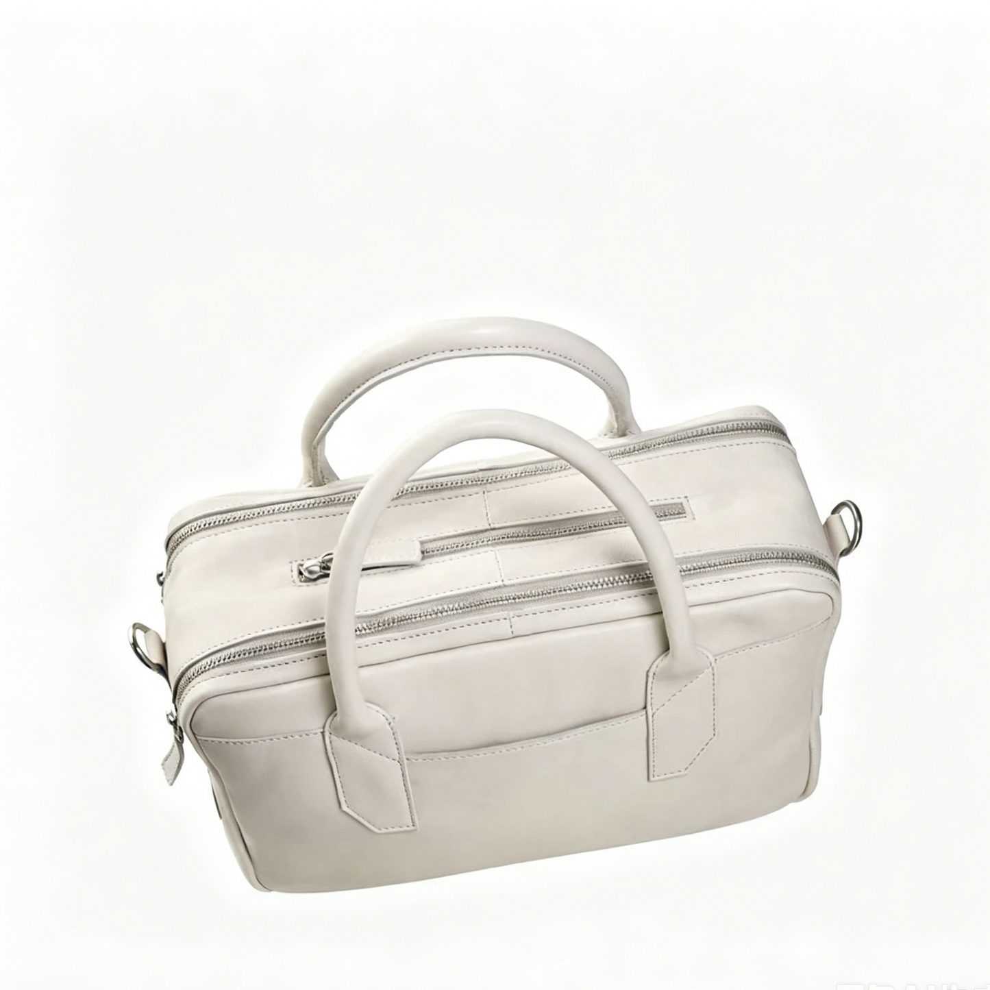 Triple Zip Multi-Compartment Rectangular Doctor Handbag