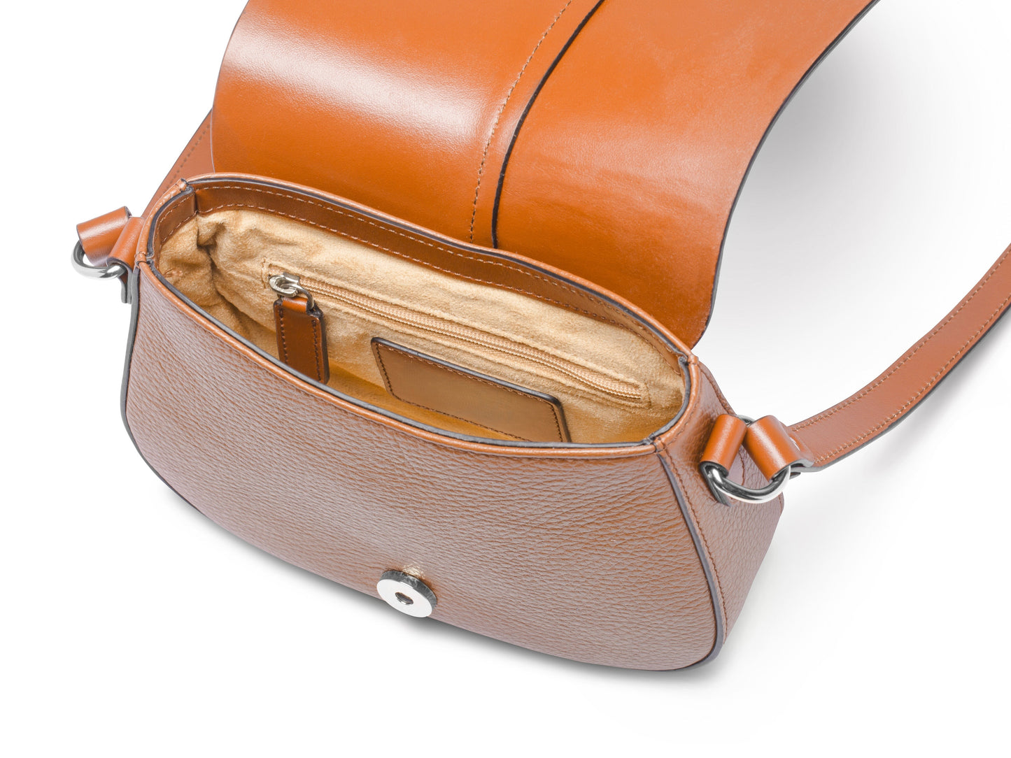 Pebble Grain Flap Magnetic Saddle Crossbody Bag