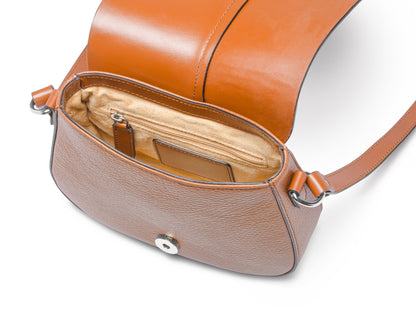 Pebble Grain Flap Magnetic Saddle Crossbody Bag