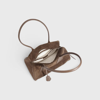 Suede Elongated Minimalist Shoulder Barrel Bag