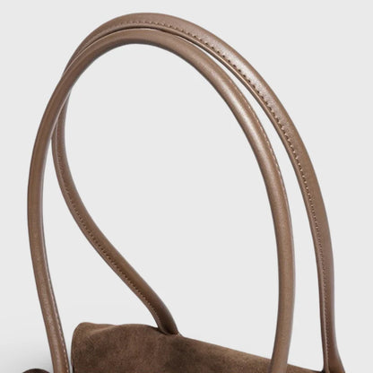 Suede Elongated Minimalist Shoulder Barrel Bag