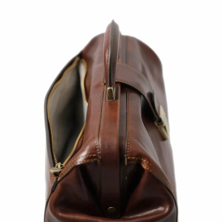 Vintage Lock Buckle Expandable Top Opening Doctor Handbag