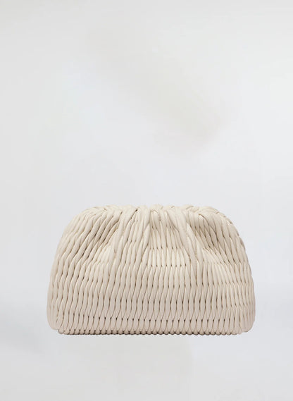 Vertical Ruched Shell Shaped Evening Clutch Purse
