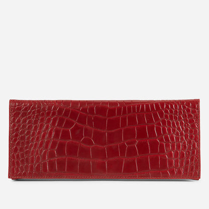Crocodile Embossed Foldover Magnetic Clutch