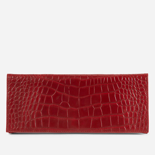 Crocodile Embossed Foldover Magnetic Clutch