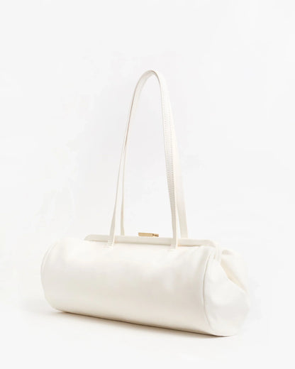 Pushlock Frame Long Barrel Shoulder Baguette Bag