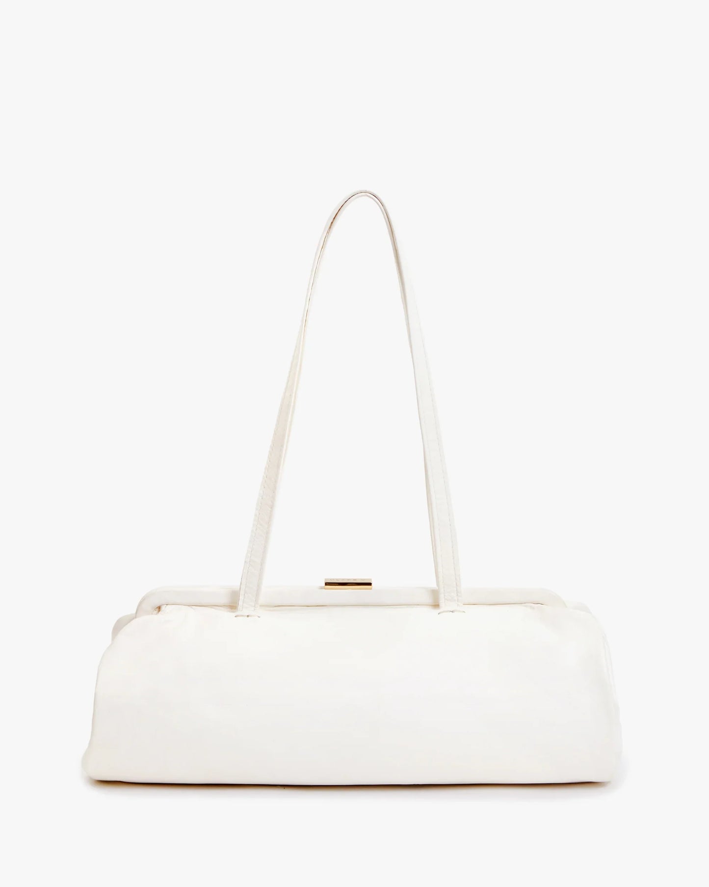 Pushlock Frame Long Barrel Shoulder Baguette Bag