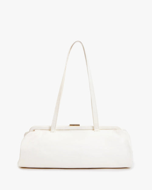 Pushlock Frame Long Barrel Shoulder Baguette Bag