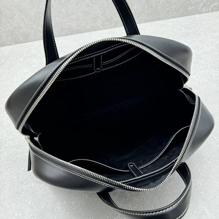 Curved Structured Doctor Handbag With Dual Carry Options