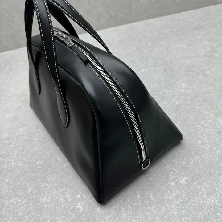 Curved Structured Doctor Handbag With Dual Carry Options