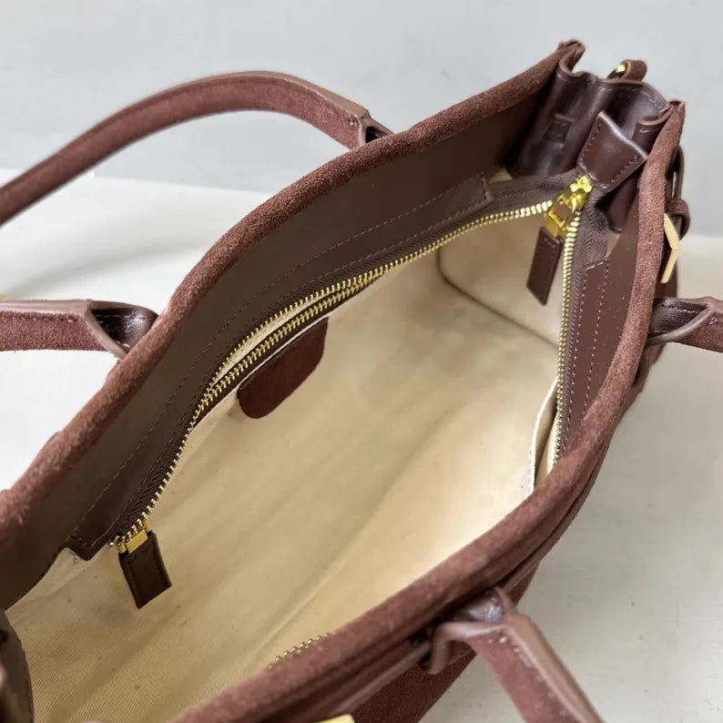 Adjustable Strap Suede Textured Barrel Shoulder Bag